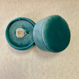 GIA 2 Carat Double Halo Fancy Light Yellow Diamond Ring